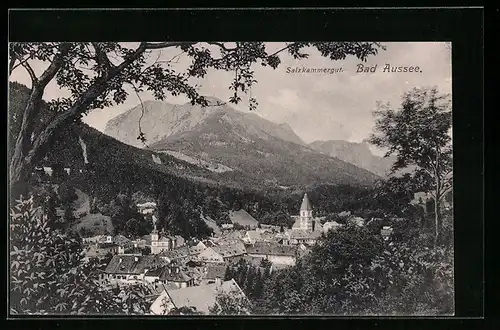 AK Bad Aussee, Ortsansicht mit Bergblick