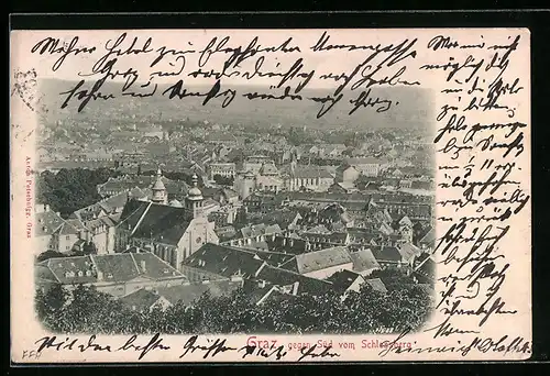 AK Graz, Ortsansicht gegen Süd vom Schlossberg