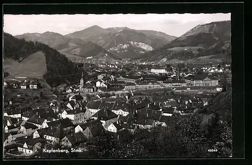 AK Kapfenberg, Ortsansicht mit Bergen und Tälern
