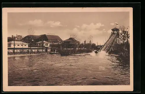 AK Leipzig, Internationale Baufachausstellung mit Sonderausstellungen 1913, Wasser-Rutschbahn der Firma Engel & Co.