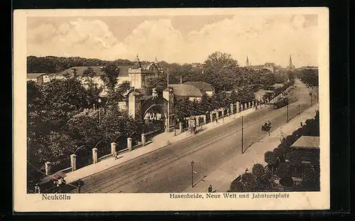 AK Berlin-Neukölln, Hasenheide, Neue Welt und Jahnturnplatz