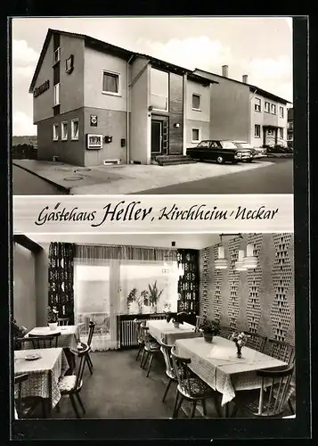 AK Kirchheim /Neckar, Hotel Gästehaus Heller, Innen- und Aussenansicht