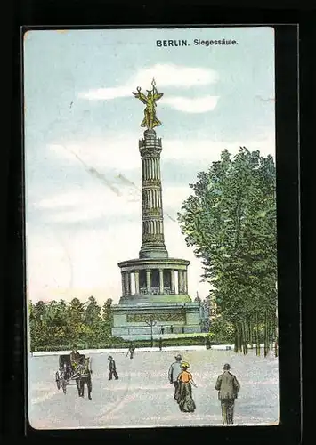 Lithographie Berlin-Tiergarten, An der Siegessäule