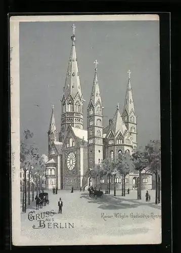 Lithographie Berlin, Kaiser Wilhelm Gedächtnis-Kirche