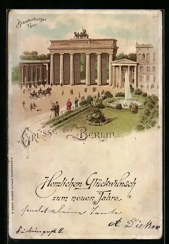 Lithographie Berlin-Tiergarten, Brandenburger Thor