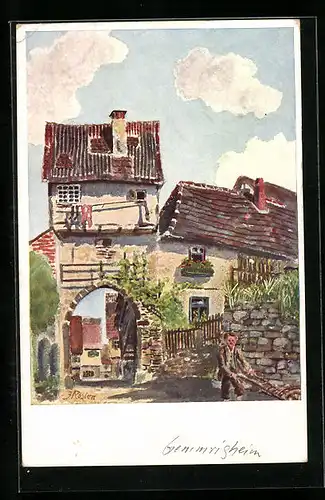 Künstler-AK Gemmrigheim, Besigheimer Tor