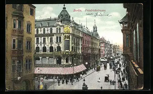 AK Berlin, Friedrichstrasse mit Bekleidungsgeschäft