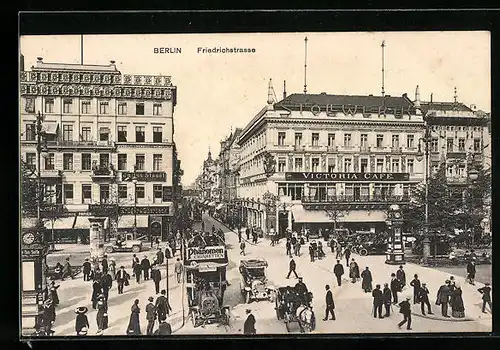 AK Berlin, Friedrichstrasse mit Blick auf Victoria Café