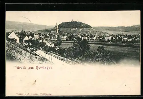 AK Tuttlingen, Ortsansicht mit Berg