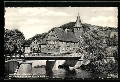 AK Niedernhall, Kocherpartie mit Jugendhaus des Götz. v. Berlichingen