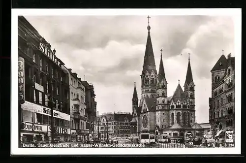 AK Berlin-Charlottenburg, Tauentzienstrasse und Kaiser-Wilhelm-Gedächtniskirche