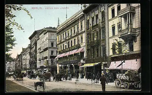 AK Berlin, Unter den Linden mit Victoria Café