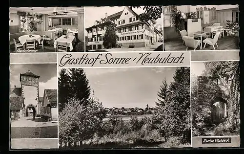 AK Neubulach, Gasthof Sonne und Ruine Waldeck