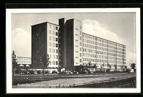 AK Karlsruhe-Knielingen, Blick auf Siemens-Werke