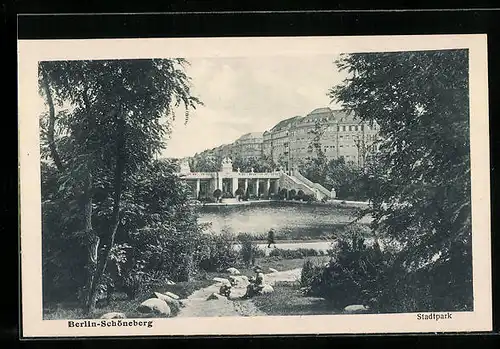 AK Berlin-Schöneberg, Stadtpark mit See
