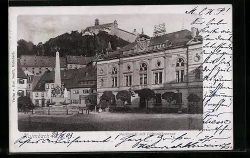 AK Kulmbach, Marktplatz mit Luitpoldbrunnen