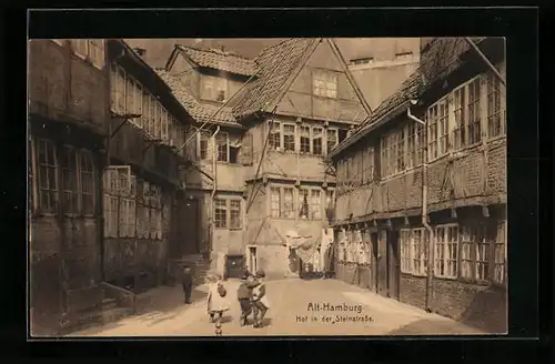 AK Hamburg-St.Georg, Hof in Steinstrasse