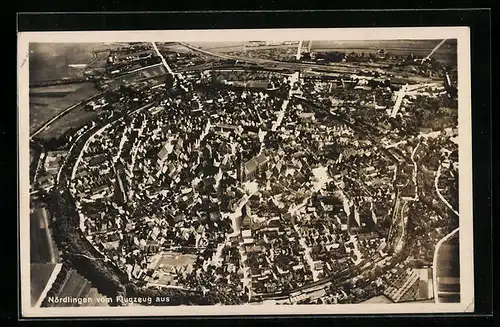 AK Nördlingen, Ortsansicht vom Flugzeug aus