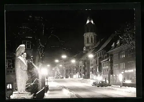 AK Rottweil am Neckar, Strassenpartie im Winter bei Nacht