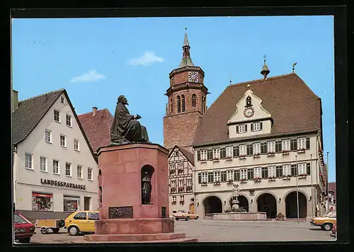 AK Weil der Stadt, Marktplatz mit Kepler-Denkmal