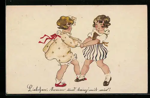 AK Liebchen komm und tanz` mit mir!, Kinderpaar beim Tanz