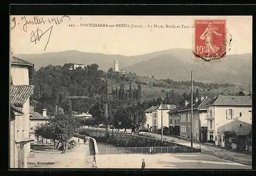 AK Pontcharra-sur-Bréda, La Place, Bréda et Tour