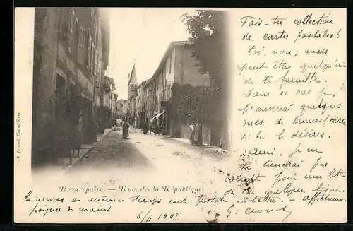 AK Beaurepaire, Rue de la République, Strassenpartie