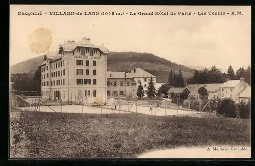 AK Villard-de-Lans, Le Grand Hôtel de Paris, Les Tennis