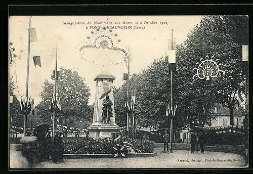 AK Pont-de-Beauvoisin, Inauguration du Monument aux Morts, le 8 Octobre 1922