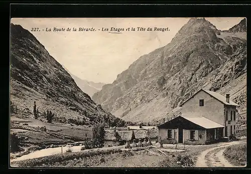 AK Le Rouget, La Route de la Bérarde, Les Etages et la Tête du Rouget