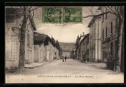 AK Saint-Jean-de-Bournay, La Rue Neuve, Strassenpartie