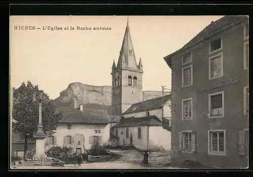 AK Hières, L`Eglise et la Roche animée