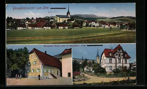 AK Ulm, Brauerei Walz, Wohnhaus und Gesamtansicht