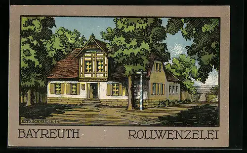 Steindruck-AK Bayreuth, Blick auf die Rollwenzelei