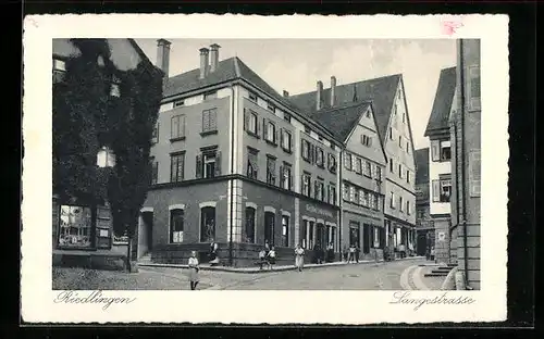 AK Riedlingen, Langestrasse mit Geschäft