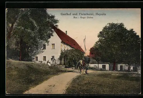 AK Heynitz, Gasthof und Fleischerei von Hugo Dietze