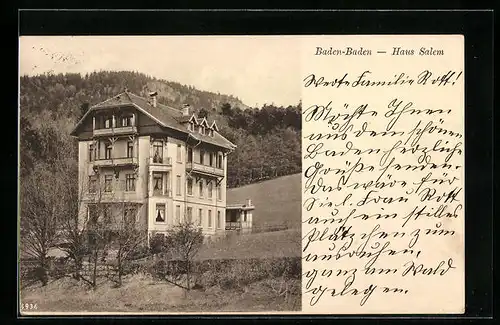 AK Baden-Baden, Hotel Haus Salem