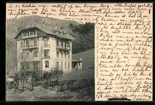 AK Baden-Baden, Blick auf das Hotel Haus Salem