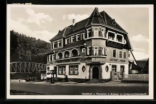 AK Unterreichenbach, Gasthaus zum Kaiser mit Tanksäule