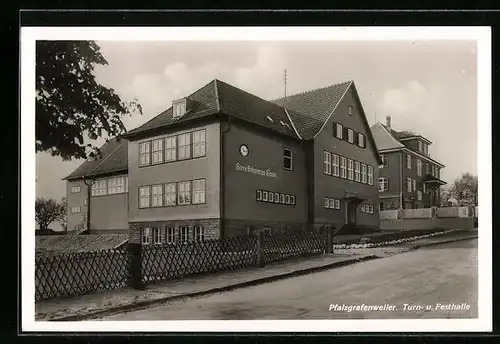 AK Pfalzgrafenweiler, Partie an der Turn- und Festhalle