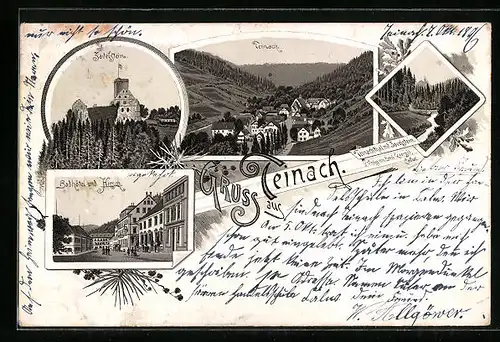 Lithographie Teinach, Totalansicht mit Badhotel