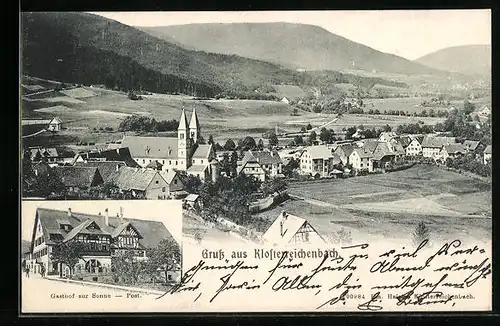 AK Klosterreichenbach, Gasthof zur Sonne u. Post, Teilansicht mit Kirche