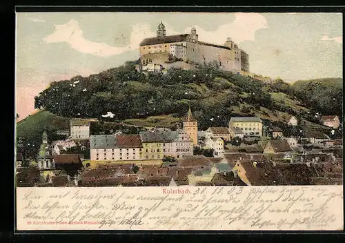 Relief-AK Kulmbach, Teilansicht mit Burgberg