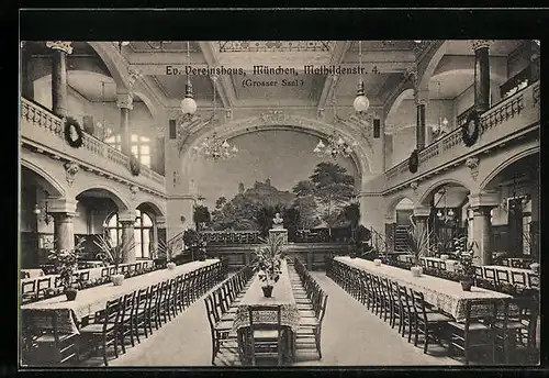 AK München, Grosser Saal des Evangelischen Vereinshauses, Mathildenstrasse 4