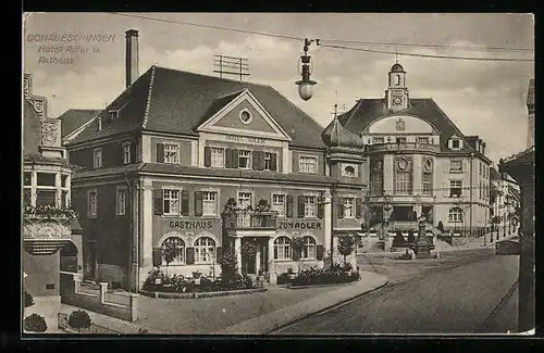 AK Donaueschingen, Hotel Adler u. Rathaus