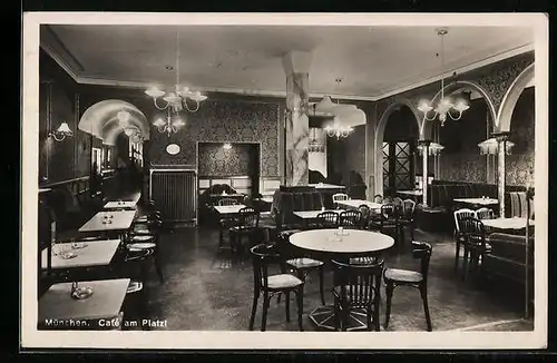 AK München, Café am Platzl, Innenansicht