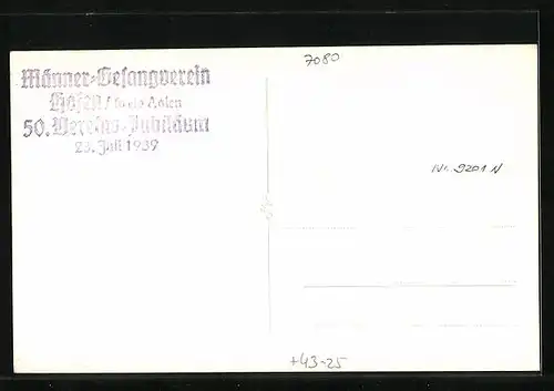 Foto-AK Hofen /Kr. Aalen, Sängerfest, 50. Vereins-Jubiläum 1939, Männer