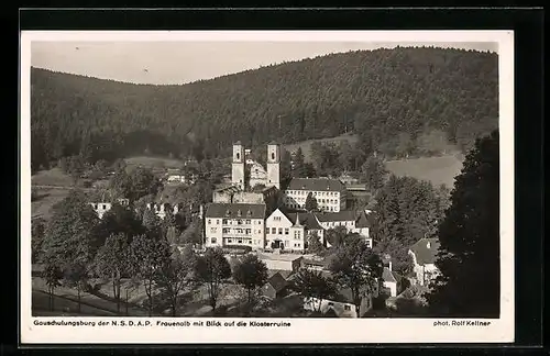 AK Frauenalb, Gauschulungsburg der N.S.D.A.P., Blick zur Klosterruine