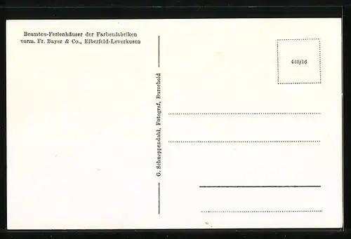 AK Elberfeld-Leverkusen, Haus Hildegard, Beamten-Ferienhäuser der Farbenfabriken vorm. Fr. Bayer & Co.