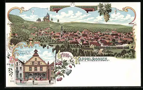 Lithographie Kappelrodeck, Blick auf das Geschäft August Roth